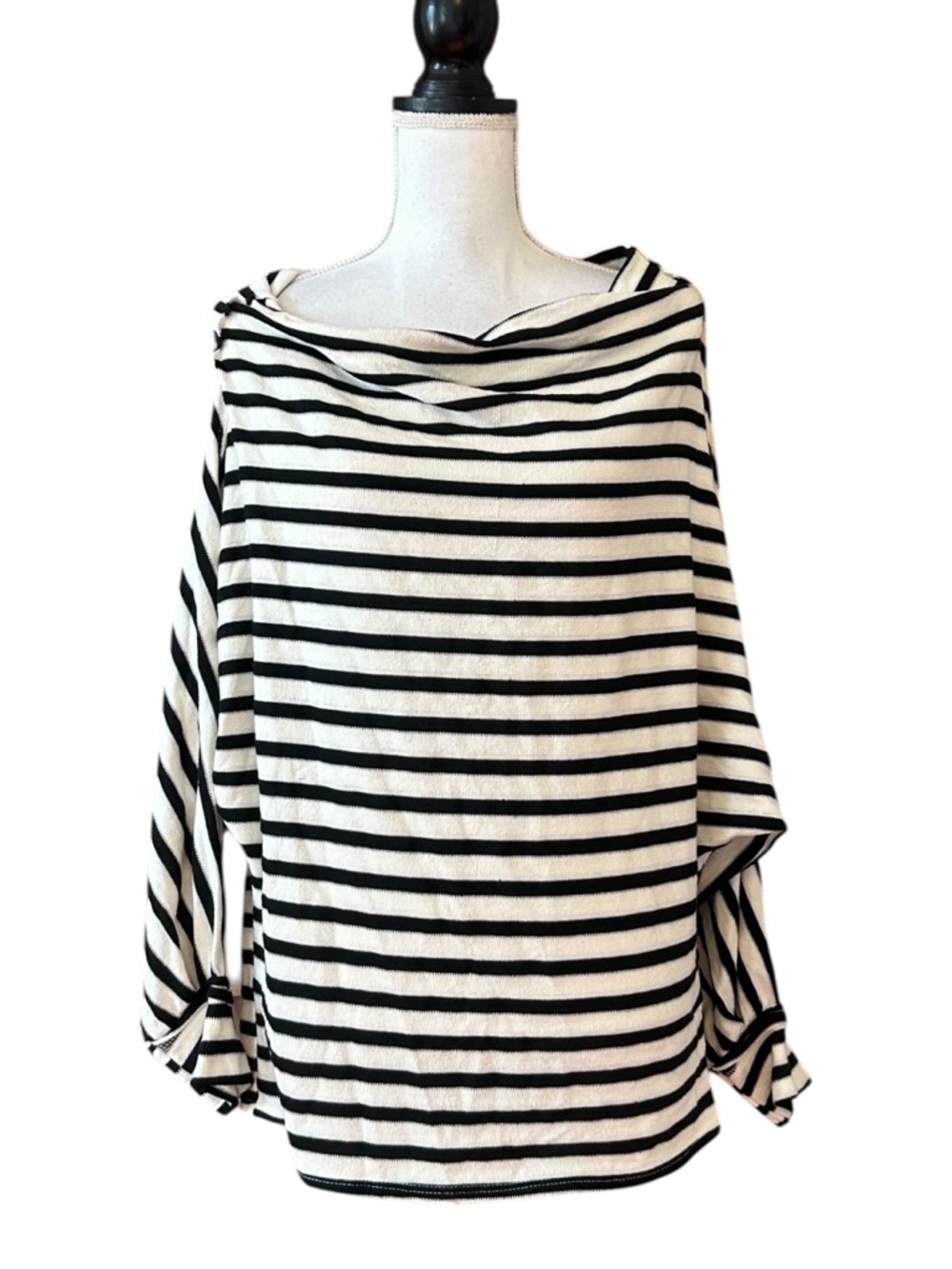 NWT By‎ Together Striped Boat Neck Relaxed Sweater SZ M/L Black White